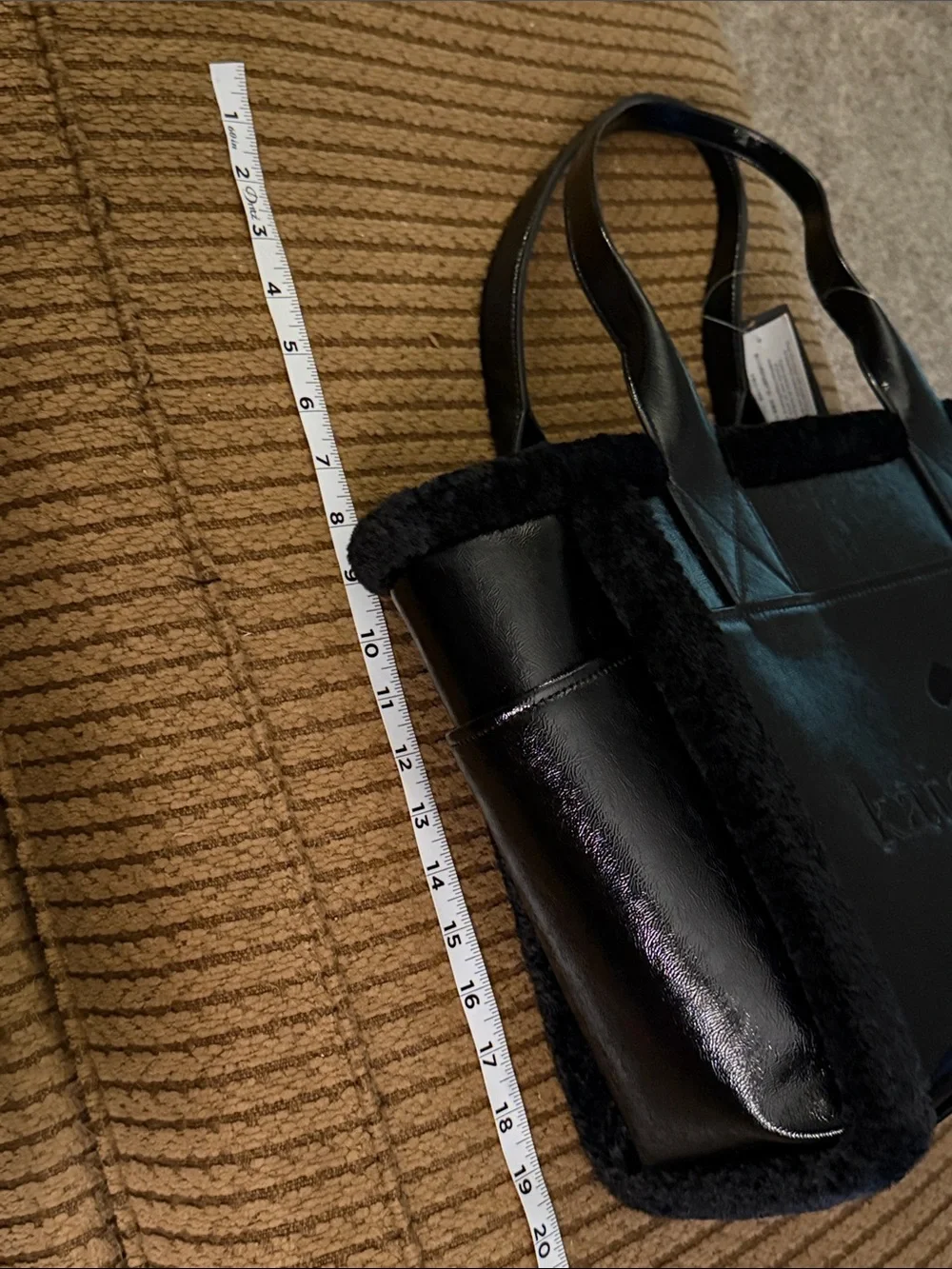 kate spade black shearling-trim tote